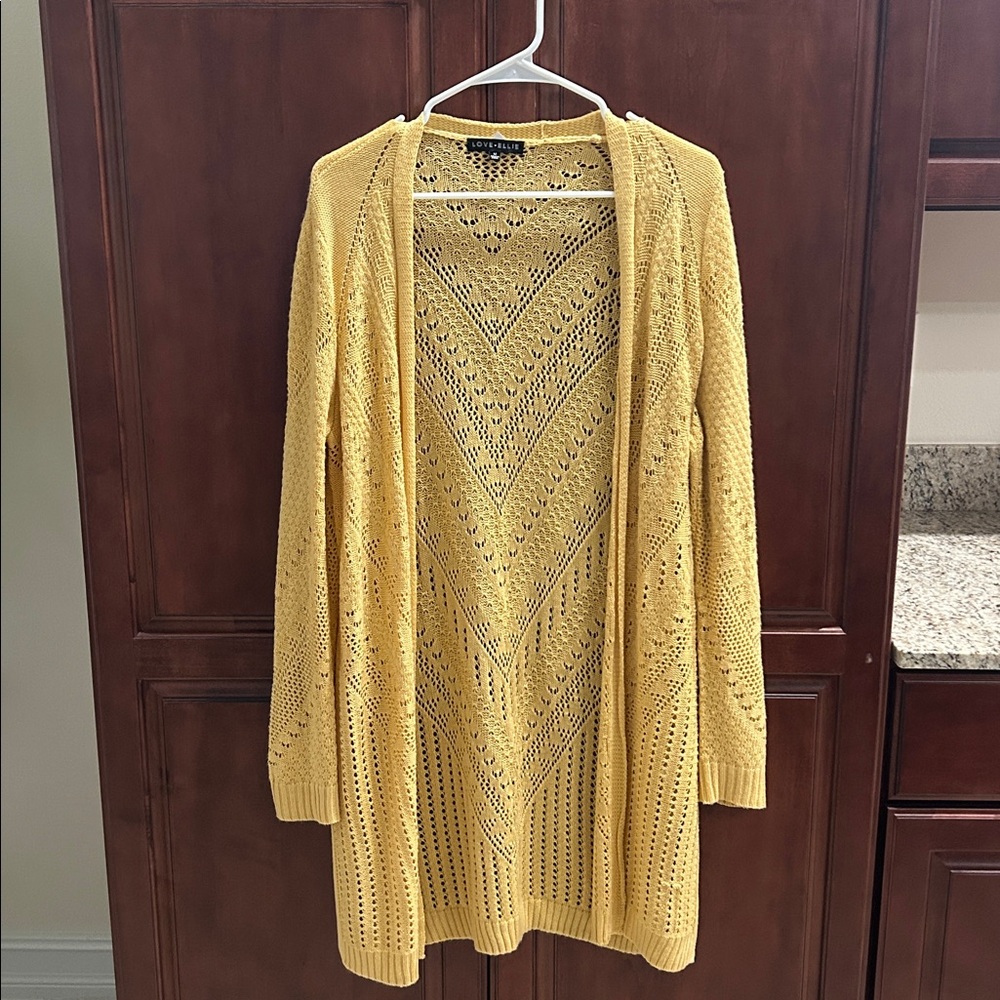 Mustard Open-Front Duster Sweater
